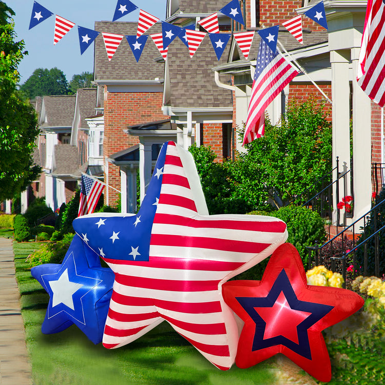 7 FT 4th of July Inflatables Outdoor Decorations, American Stars Decoration Build-in LED Lights Patriotic Independence Day Blow up for Party Indoor Garden Yard Lawn Decor