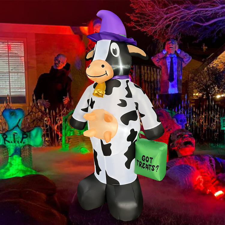 4 FT Halloween Inflatable Cow Decorations