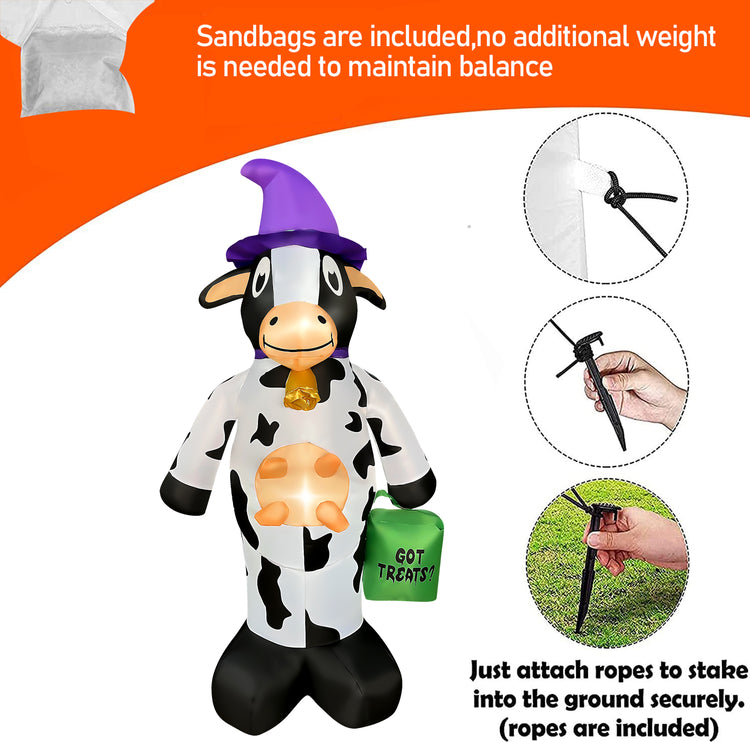4 FT Halloween Inflatable Cow Decorations