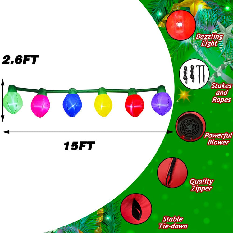 15 FT Christmas Inflatable Ornaments Balls Decoration Blow Up LED Lighted up for Lawn Yard Garden Home Indoor Outdoor Holiday Party