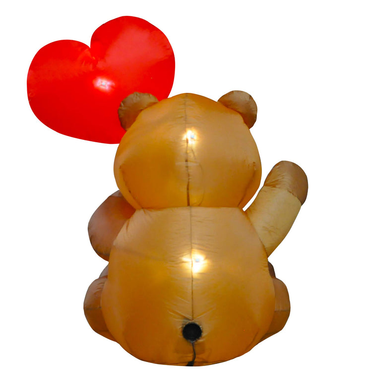 4 FT Inflatable Valentine's Day Bear with Heart LED Lighted Decoration for Yard Lawn Garden Home Party Indoor Outdoor Holiday Decor