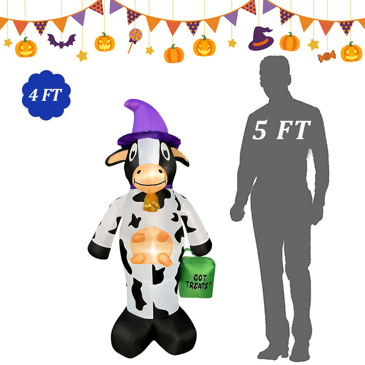 4 FT Halloween Inflatable Cow Decorations