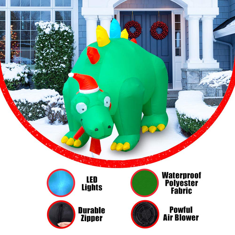 5ft Inflatable Christmas Stegosaurus LED Flashing Lighting Blow Up Lighted Decor Indoor Outdoor Holiday Art Decor Decorations