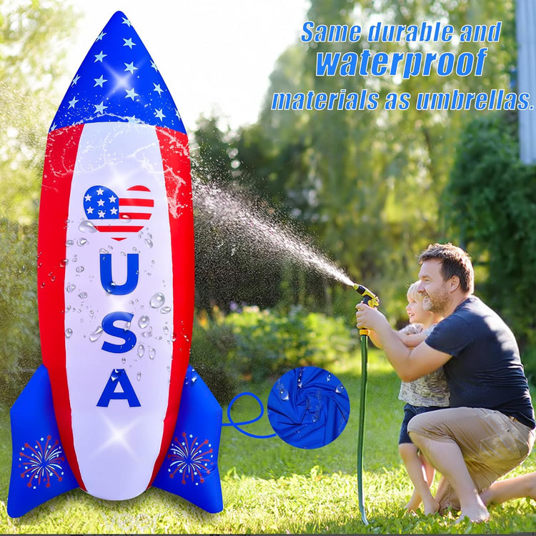 10 Ft Independence Day Inflatable USA American Rocket Ship Decorations LED Light Blow Up Patriotic 4th of July Day Decor for Lawn Yard Garden Home Outdoor Indoor