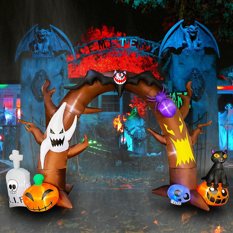 10 Ft Halloween Inflatable Archway Arch Decoration with Spider Bat and Ghost Decor