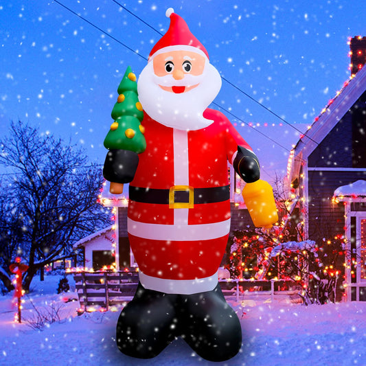 10 FT LED Light Up Inflatable Christmas Santa Claus with Xmas Tree Decoration