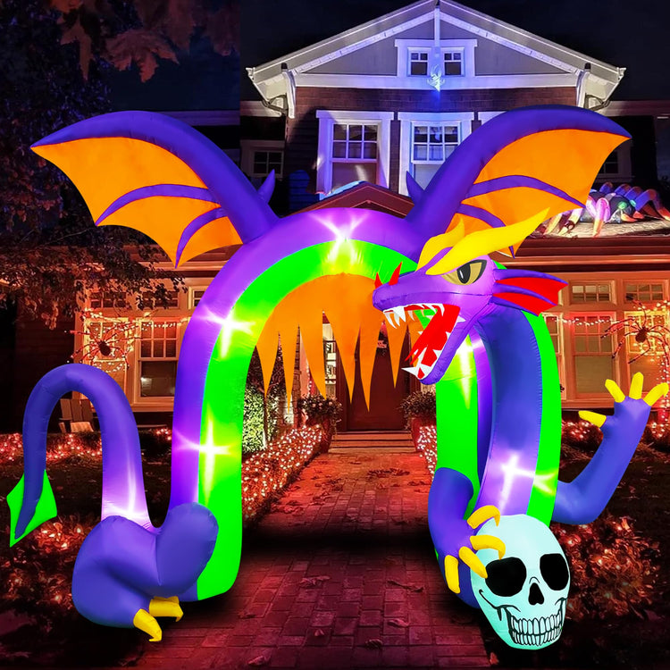 9 Ft Halloween Inflatable Dragon Archway Decoration Blow up Decor