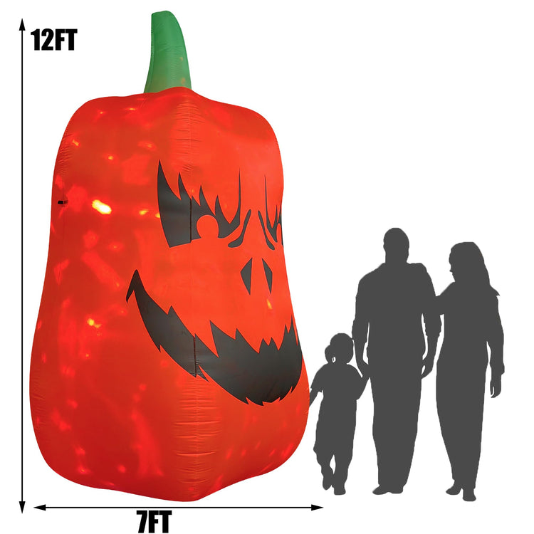 12 FT Halloween Inflatable Giant Pumpkin with Flash LED Lighted Blow Up Decoration