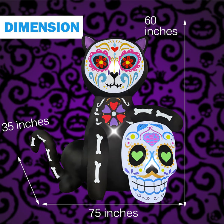 5FT Halloween Inflatable Day of The Dead Black Cat Decoration