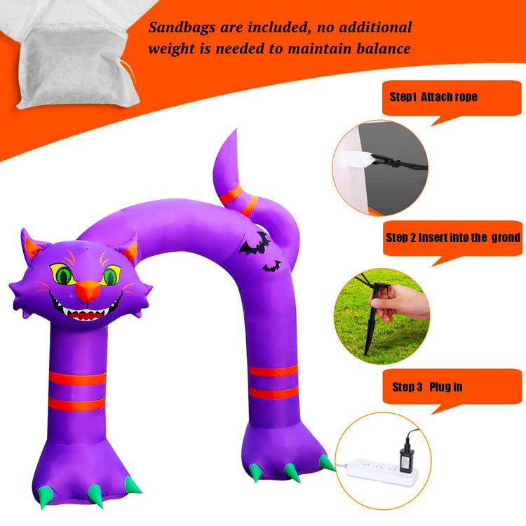 9 Ft Halloween Inflatable Spooky Cat Archway Decoration