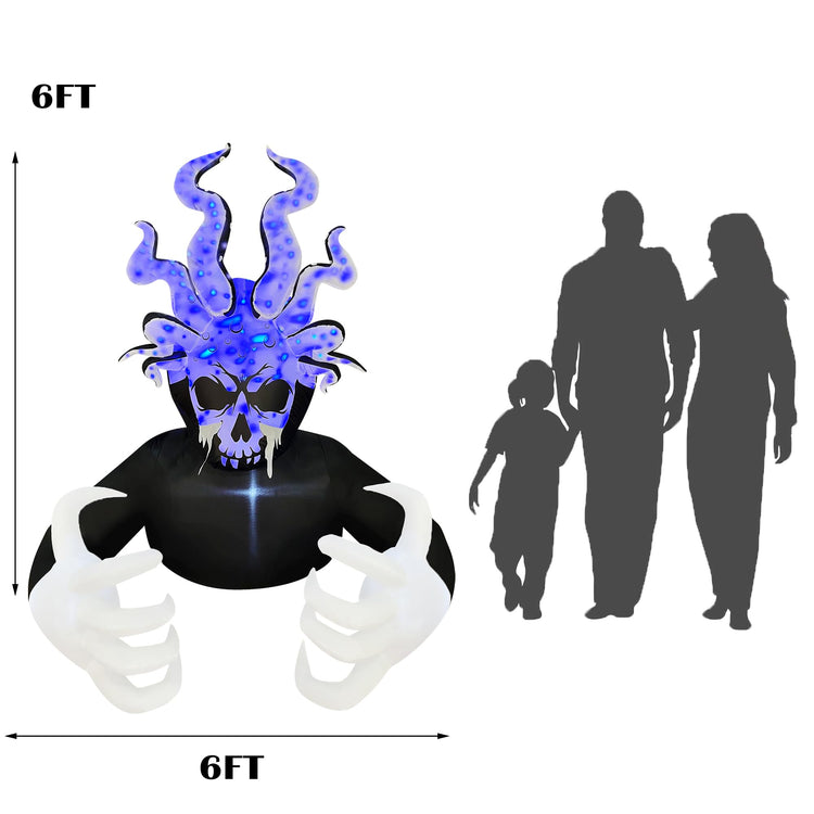 6 Ft Halloween Inflatable Octopus Skull Grim Reaper Spooky Decoration