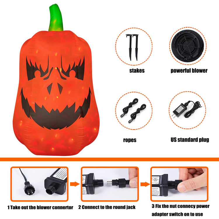 12 FT Halloween Inflatable Giant Pumpkin with Flash LED Lighted Blow Up Decoration