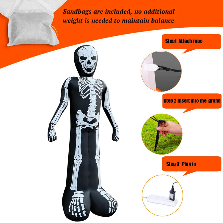10 FT Halloween Inflatable Skeleton LED Lighted Blow Up Decoration