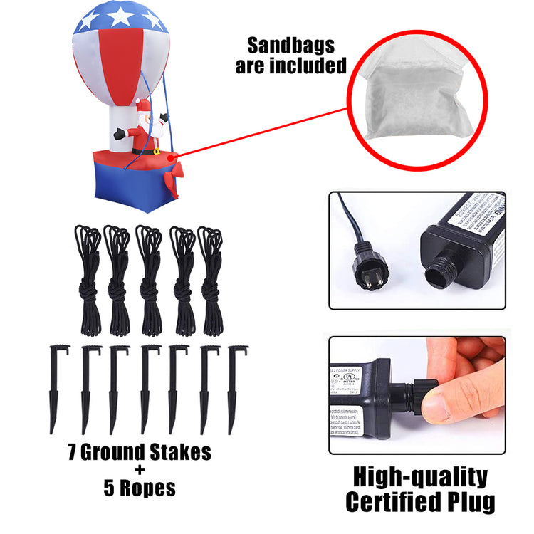 8Ft Seasonblow Inflatable Christmas Hot Air Balloon Old Man