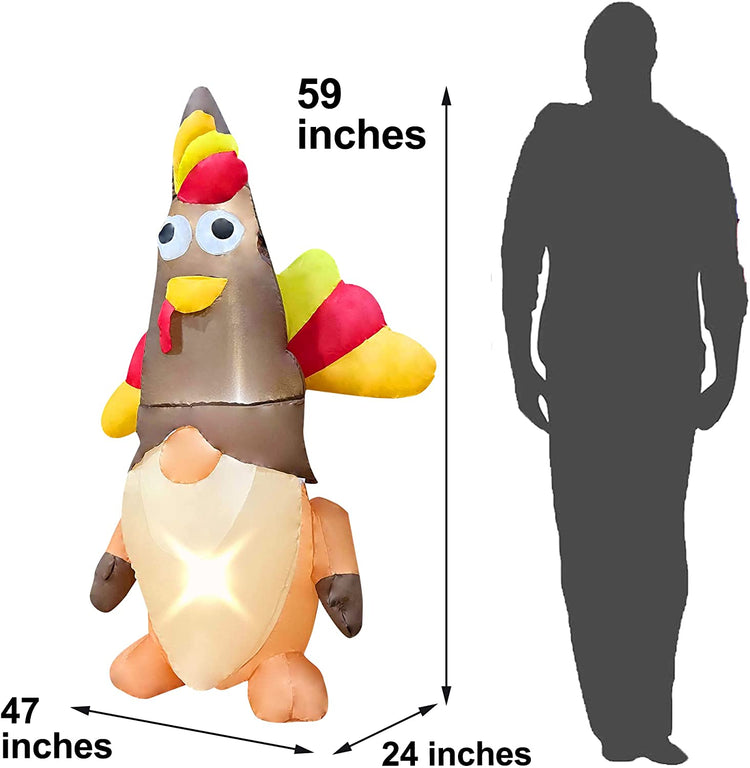 5ft Christmas Inflatable Gnome Decoration, LED Blow Up Lighted Decor