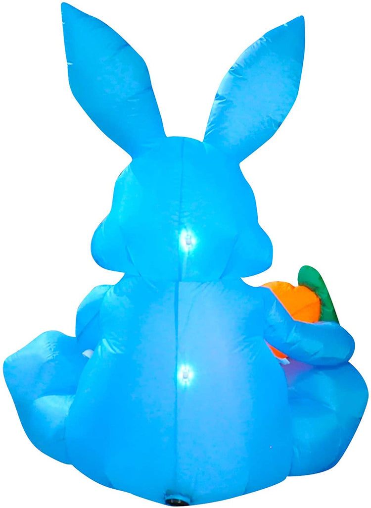 4 FT LED Light Up Inflatable Easter Cute Bunny Rabbit with Carrot Decoration