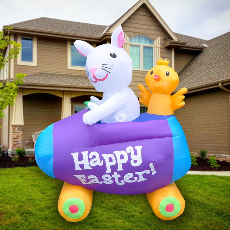 5 Ft Seasonblow Inflatable Easter Bunny Chicken