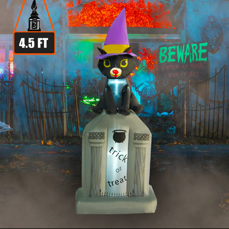 4.5 Ft Seasonblow Inflatable Halloween cat on tombstone