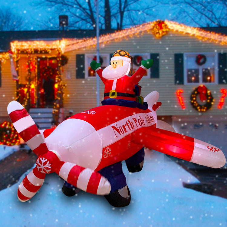 8FT 240CM Seasonblow Christmas Inflatable Santa Airplane