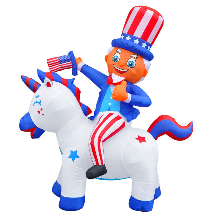 5Ft SeasonBlow Inflatable Independence Day Uncle Sam Rides A Unicorn.