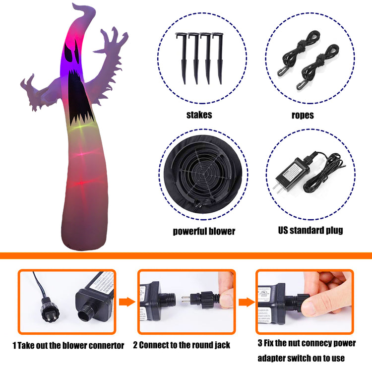 12 Ft Inflatable Portable Halloween Terrible Ghost Lanterns Indoors and Outdoors Decoration