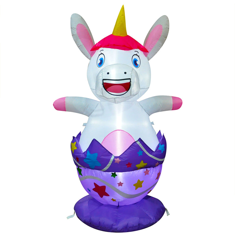5ft Seasonblow Inflatable Easter Unicorn Break Eggshell Decoration LED.