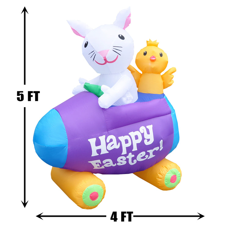 5 Ft Seasonblow Inflatable Easter Bunny Chicken