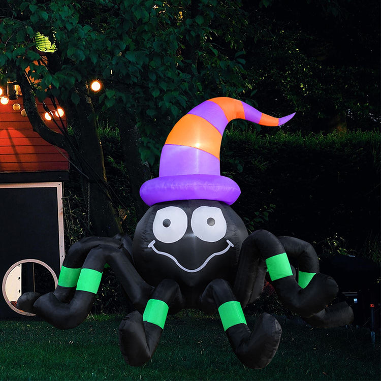 6 Ft Seasonblow Inflatable Halloween Spider with Witch Hat
