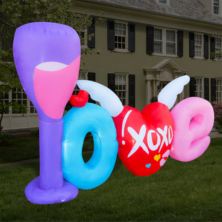7Ft SeasonBlow Inflatable Valentine's Day Wine Glass Love Heart.