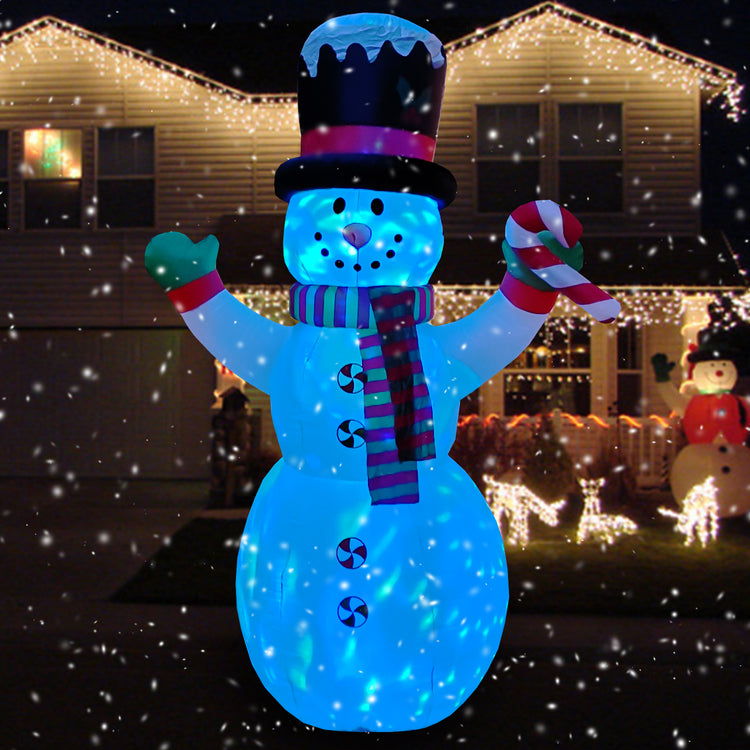 10 Ft Seasonblow Inflatable Christmas Snowman Holding Candy Stick In Hand