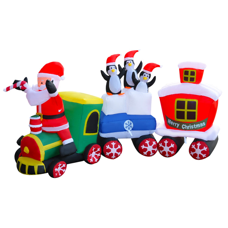 8Ft SeasonBlow Inflatable Christmas Santa Claus Drives The Train