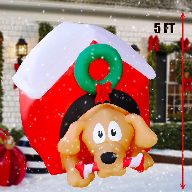 5Ft Seasonblow Inflatable Christmas Dog House