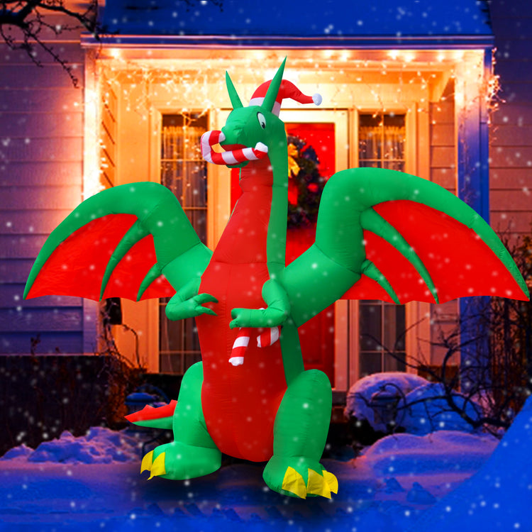 10Ft Seasonblow Inflatable Christmas Dragon Bite Candy Bar