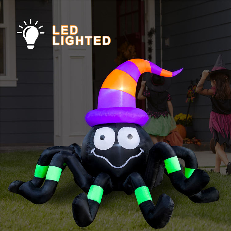 6 Ft Seasonblow Inflatable Halloween Spider with Witch Hat