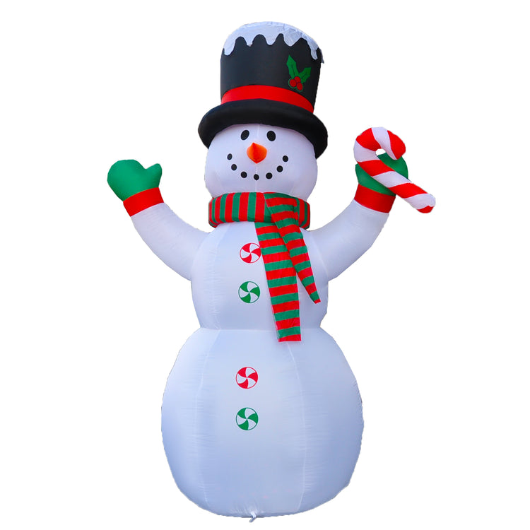 10 Ft Seasonblow Inflatable Christmas Snowman Holding Candy Stick In Hand