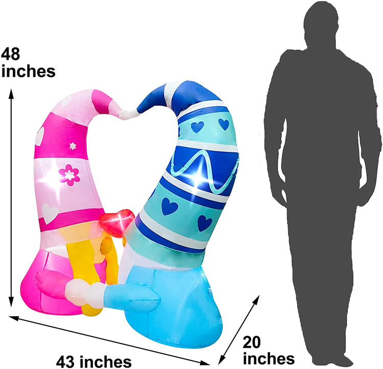 4ft Inflatable Valentine Lover Gnomes Decoration, LED Blow Up Lighted Decor