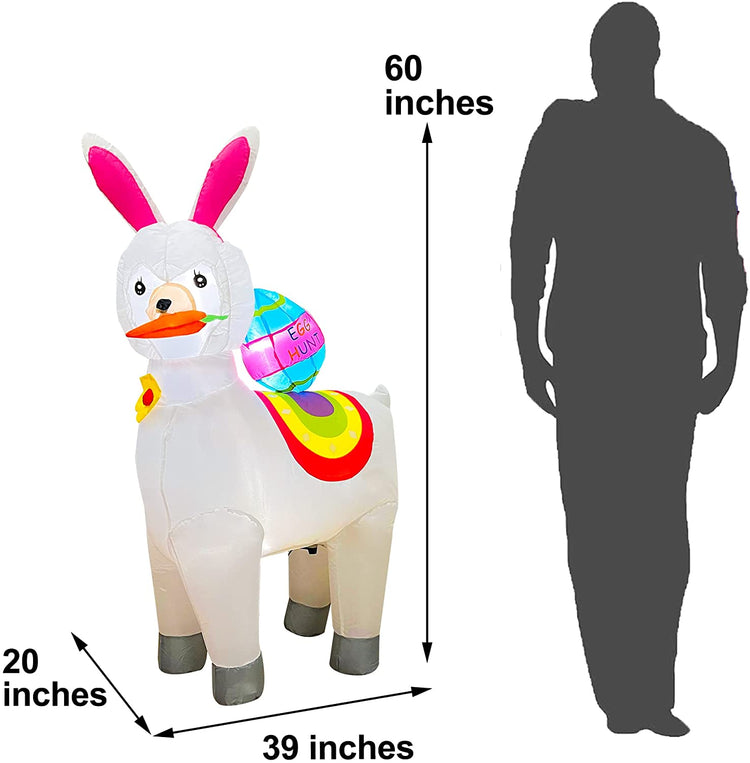 5ft LED Light Inflatable Happy Easter Cute Alpaca Holiday Indoor Outdoor Lawn Yard