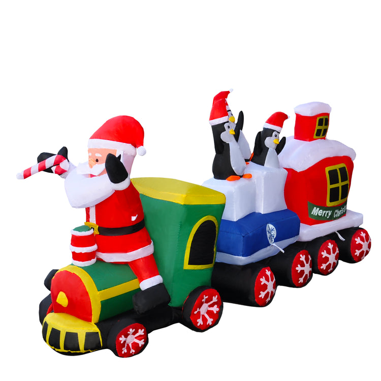 8Ft SeasonBlow Inflatable Christmas Santa Claus Drives The Train