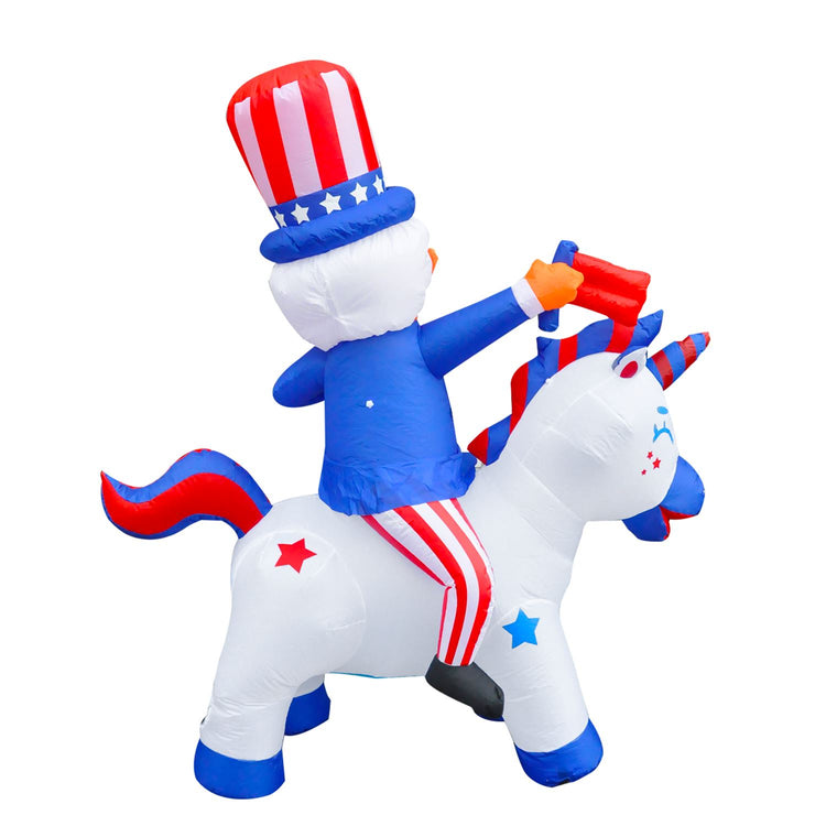 5Ft SeasonBlow Inflatable Independence Day Uncle Sam Rides A Unicorn.