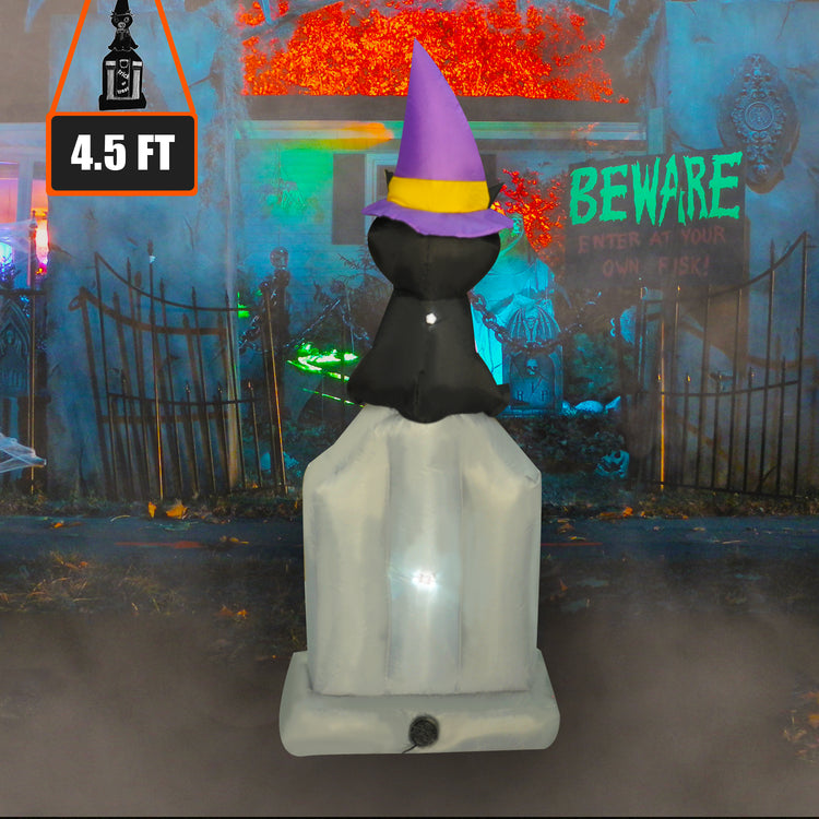 4.5 Ft Seasonblow Inflatable Halloween cat on tombstone