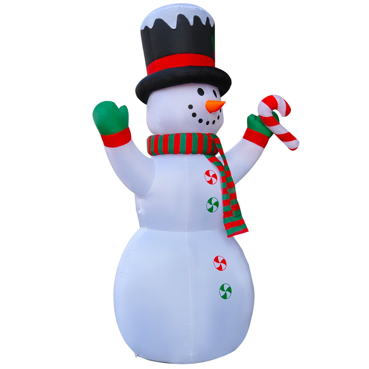 10 Ft Seasonblow Inflatable Christmas Snowman Holding Candy Stick In Hand