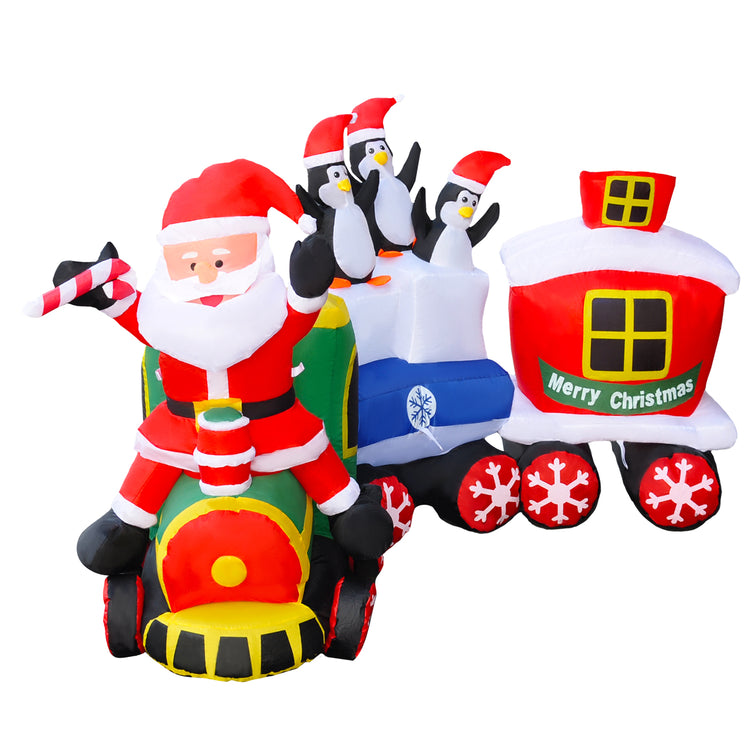 8Ft SeasonBlow Inflatable Christmas Santa Claus Drives The Train