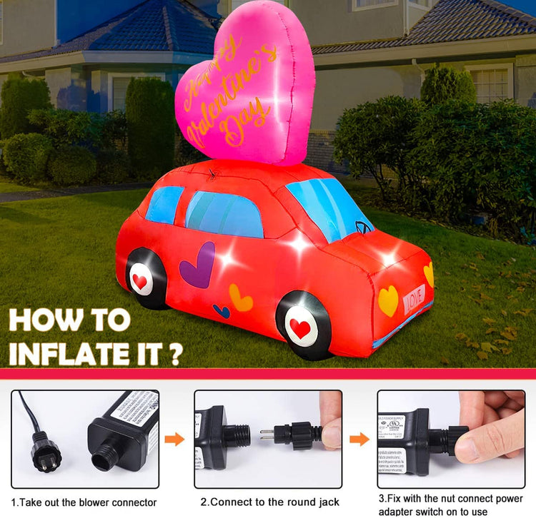 6ft Inflatable Valentine Love Taxi Car Decoration