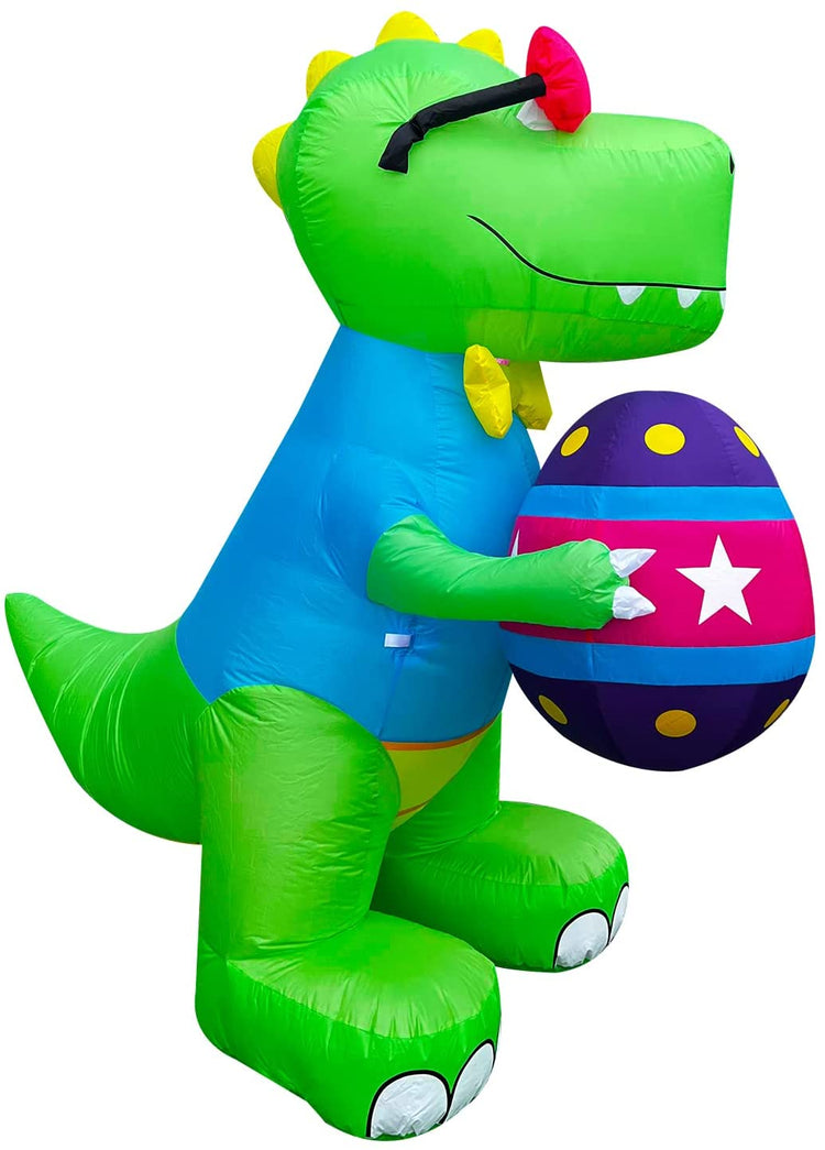 6 ft Inflatable Easter Dinosaur with Egg Blow Up Decoration LED Lighted for Lawn Yard Indoor Holidayndoor Outdoor Home Party