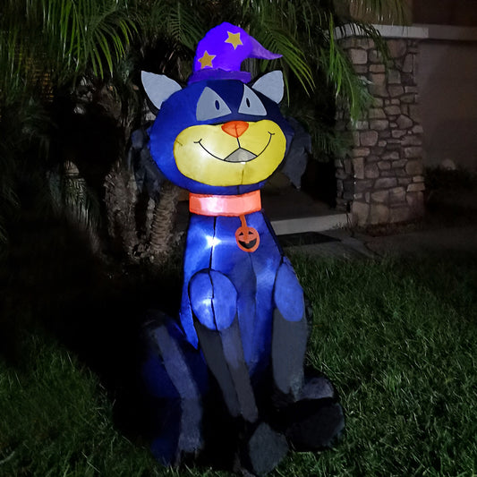 4Ft Seasonblow Halloween Inflatable Wizard Black Cat