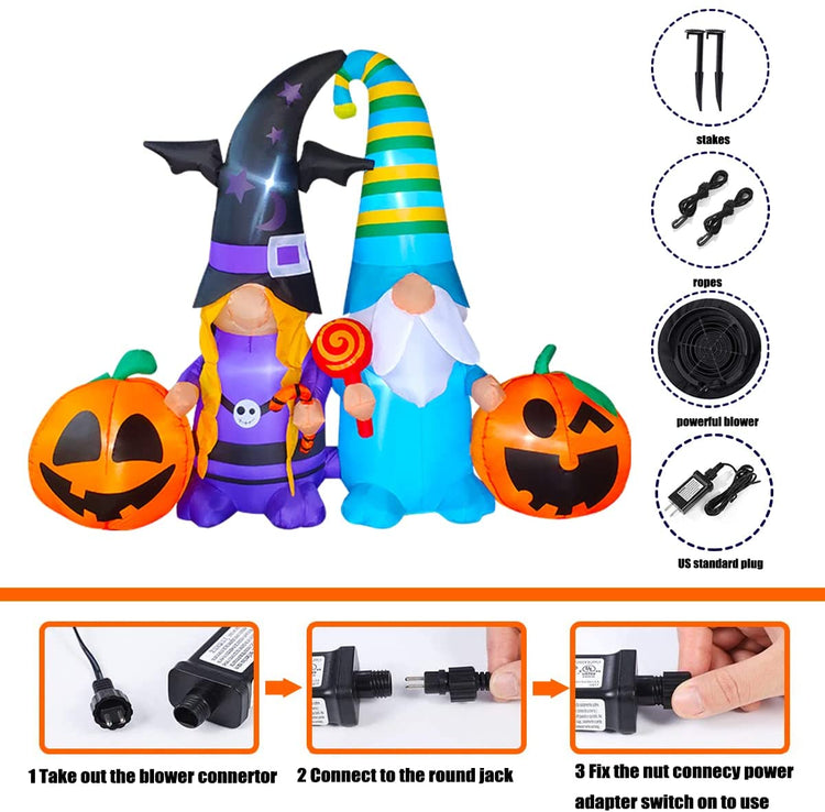 6FT Seasonblow Halloween Inflatable Gnomes with Pumpkin