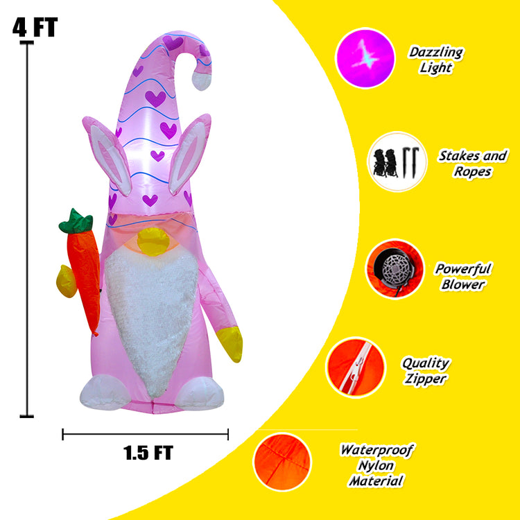 4ft Seasonblow Inflatable Easter Pink Swedish Gnome Decoration.