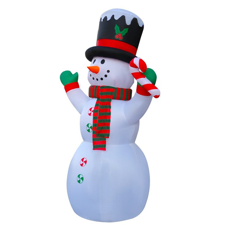 10 Ft Seasonblow Inflatable Christmas Snowman Holding Candy Stick In Hand