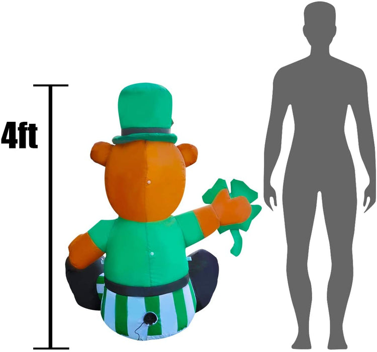 4Ft Seasonblow Inflatable St. Patrick Bear