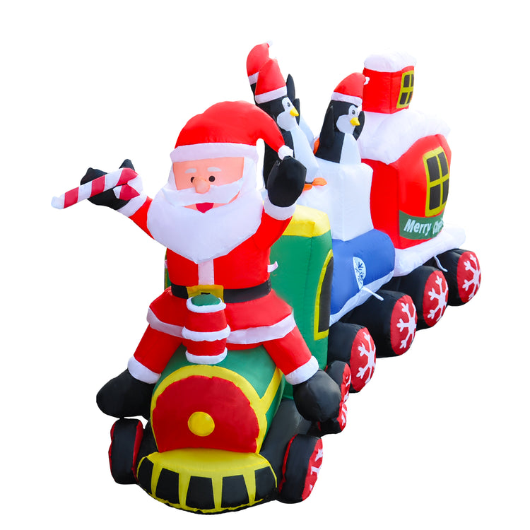8Ft SeasonBlow Inflatable Christmas Santa Claus Drives The Train